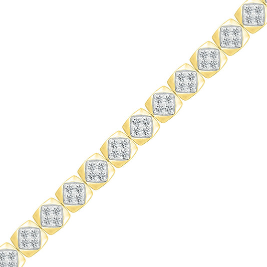 1-1/2 ct. tw. Diamond Square Link Bracelet in 14K Yellow Gold front view