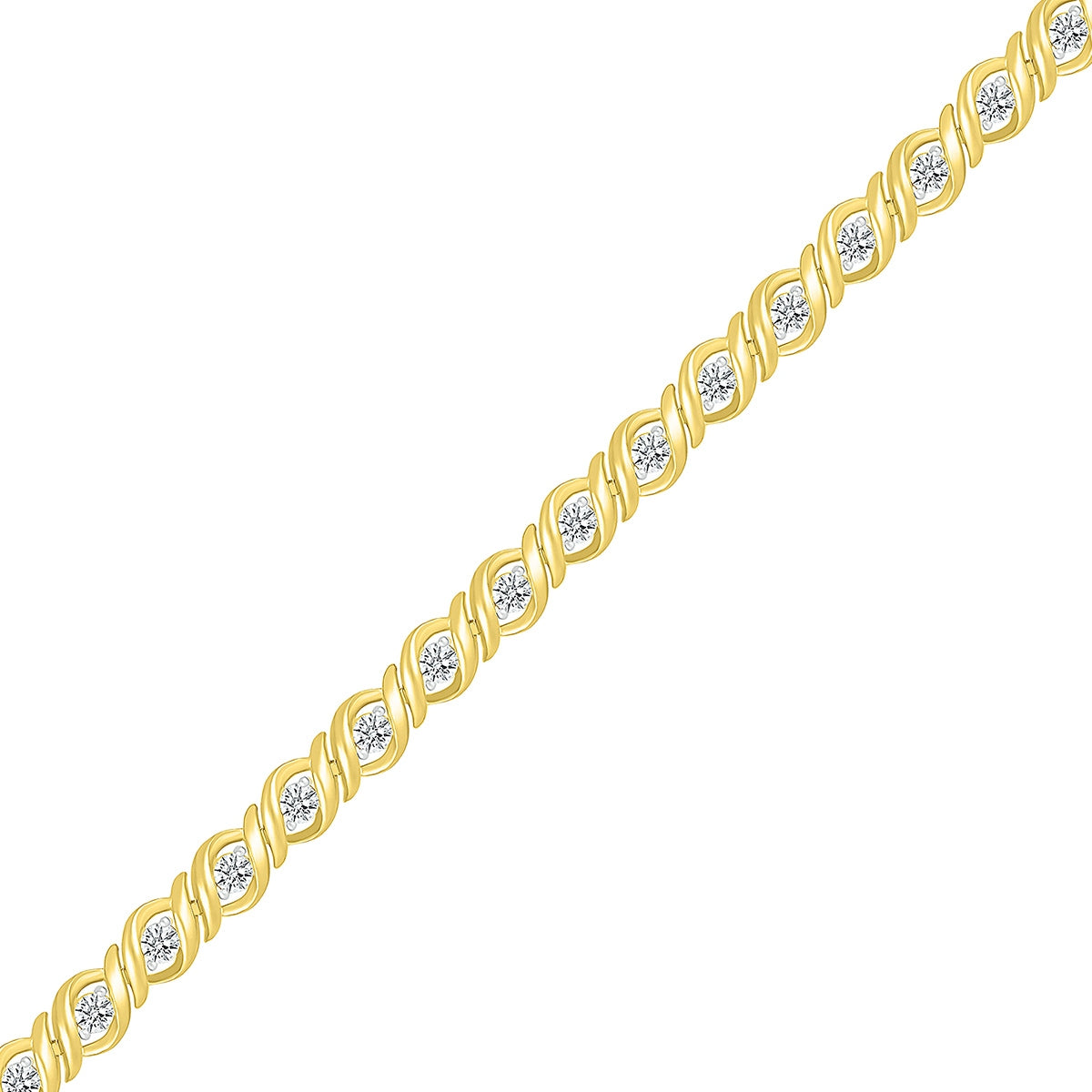 1 ct. tw. Diamond S-Link Bracelet in 10K Yellow Gold front view