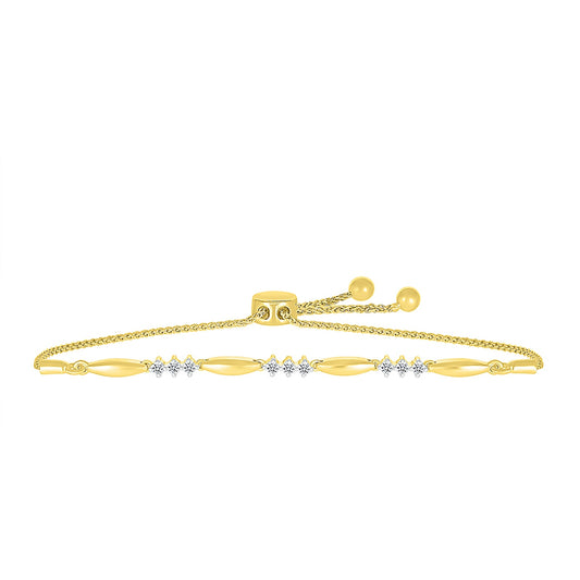 1/3 ct. tw. Diamond Triple Station Bolo Bracelet in 10K Yellow Gold