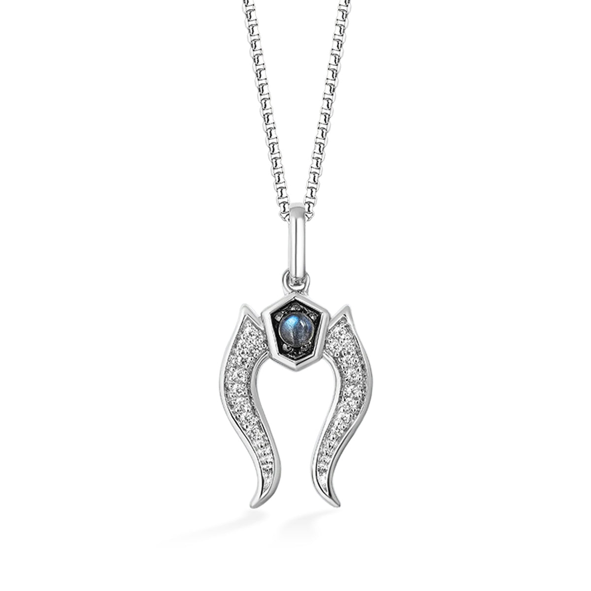 Star Wars Ahsoka Tano Blue Labradorite & 1/10 ct. tw. Diamond Pendant & Earring Set with Black Rhodium close-up detail