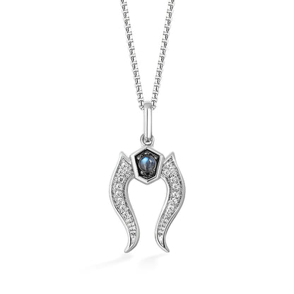 Star Wars Ahsoka Tano Blue Labradorite & 1/10 ct. tw. Diamond Pendant & Earring Set with Black Rhodium close-up detail