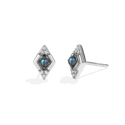 Star Wars Ahsoka Tano Blue Labradorite & 1/10 ct. tw. Diamond Pendant & Earring Set with Black Rhodium Plating in front view