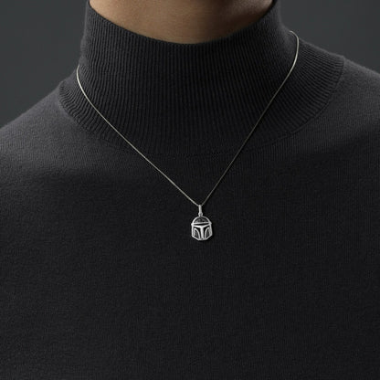 Star Wars The Mandalorian 1/10 ct. tw. Treated Black Diamond Helmet Pendant & Earrings Set with Black Rhodium side profile