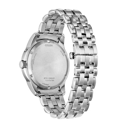 Citizen Men's Calendrier Eco-Drive Stainless Steel Watch with Salmon Dial front view