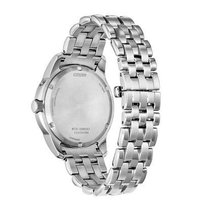 Citizen Men's Calendrier Eco-Drive Stainless Steel Watch with Blue Dial front view