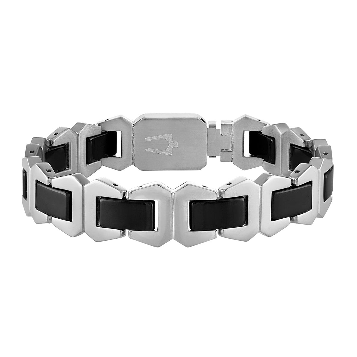 Bulova Men's Black Ceramic Link Bracelet in Stainless Steel