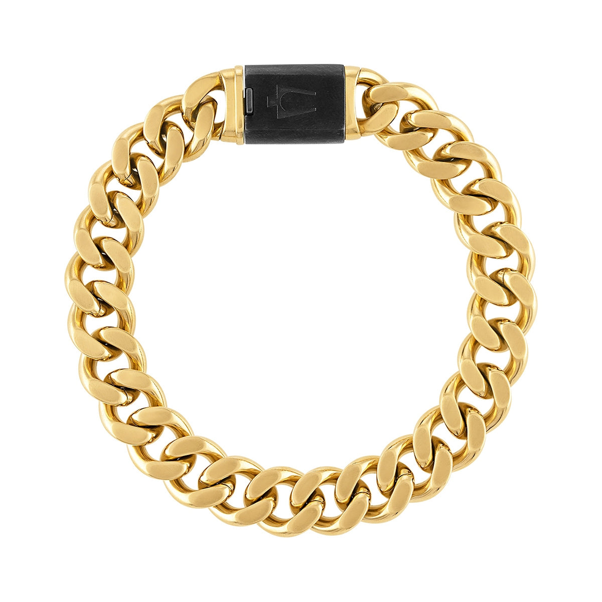 Bulova Men's 10mm 8-inch Curb Chain Bracelet in Gold-Tone Ion Plated Stainless Steel