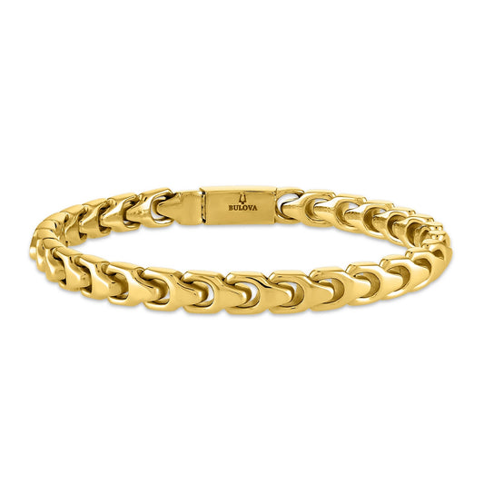 Bulova Men's 8mm 8-inch Link Bracelet in Gold-Tone Ion Plated Stainless Steel