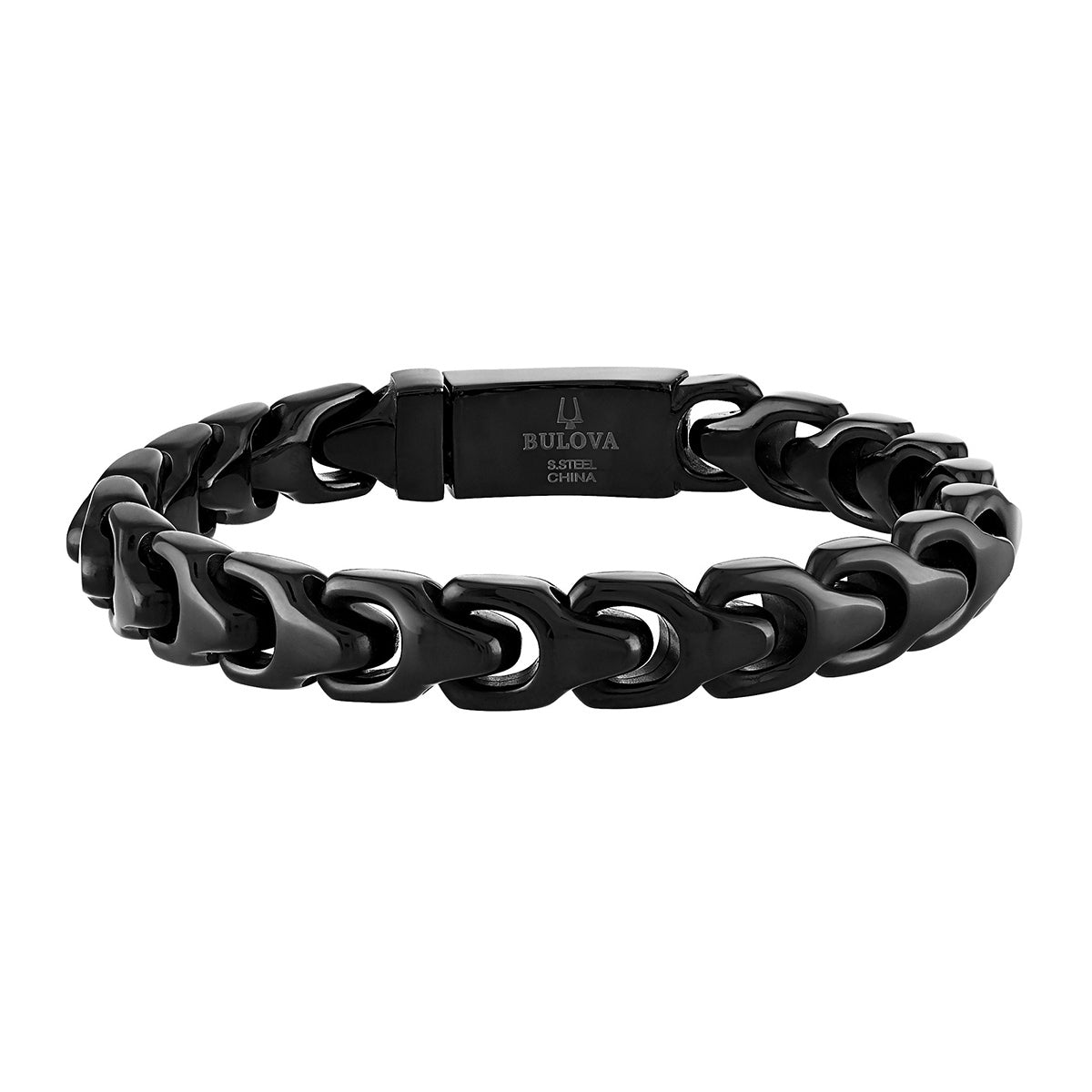 Bulova Men's 8mm 8.5-inch Link Bracelet in Black Ion Plated Stainless Steel