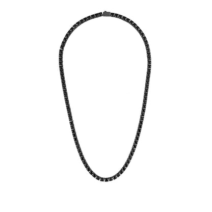 Bulova Men's Round Black Spinel 22-inch Tennis Necklace in Black Ruthenium-Plated Sterling Silver front view