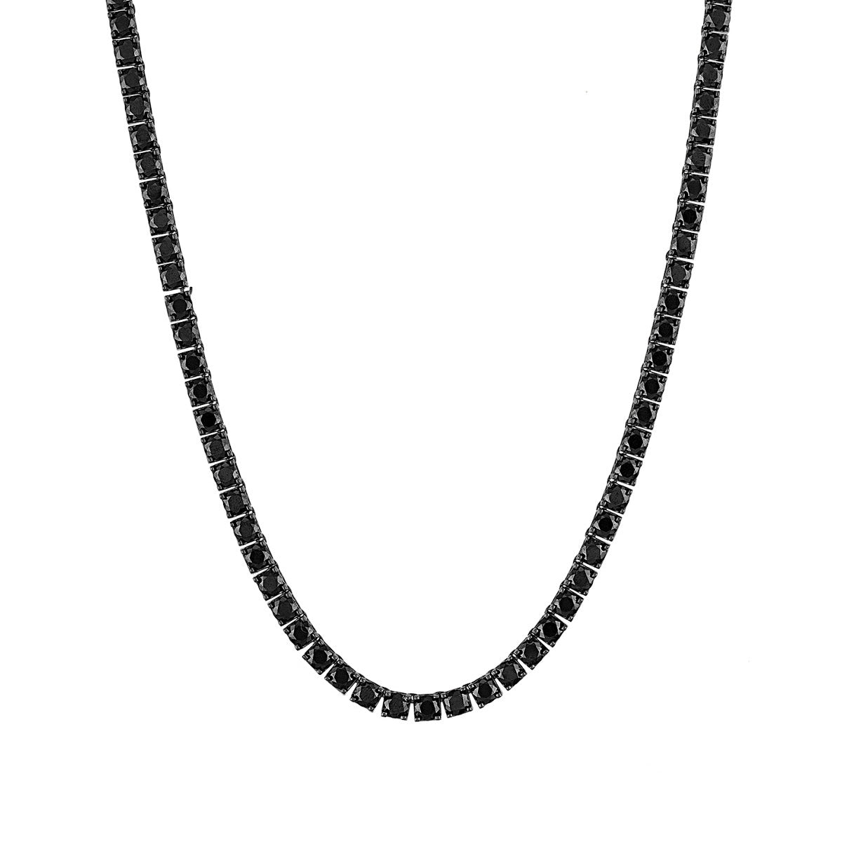 Bulova Men's Round Black Spinel 22-inch Tennis Necklace in Black Ruthenium-Plated Sterling Silver