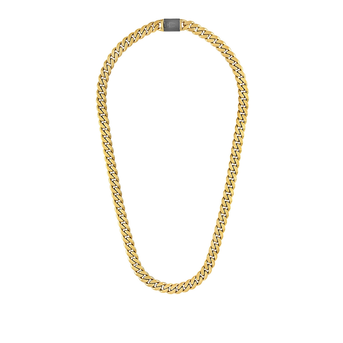Bulova Men's 10mm 24-inch Link Necklace in Gold-Tone Ion Plated Stainless Steel front view