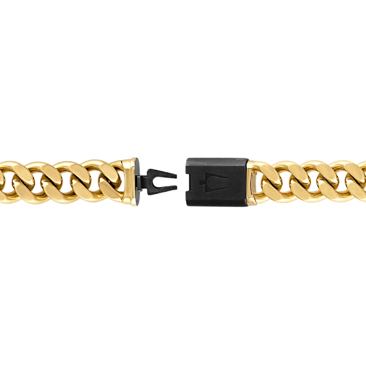 Bulova Men's 10mm 24-inch Link Necklace in Gold-Tone Ion Plated Stainless Steel close-up detail