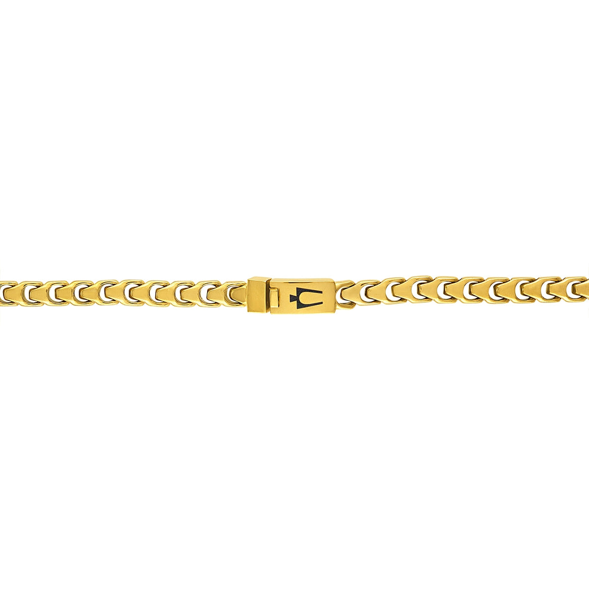 Bulova Men's 6mm 22-inch Link Necklace in Gold-Tone Ion Plated Stainless Steel close-up detail