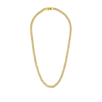 Bulova Men's 6mm 22-inch Link Necklace in Gold-Tone Ion Plated Stainless Steel front view