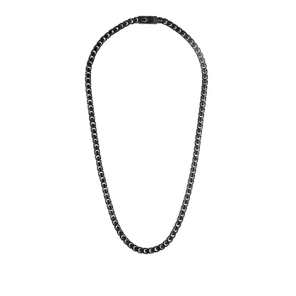 Bulova Men's 8mm 24-inch Link Necklace in Black Ion Plated Stainless Steel front view