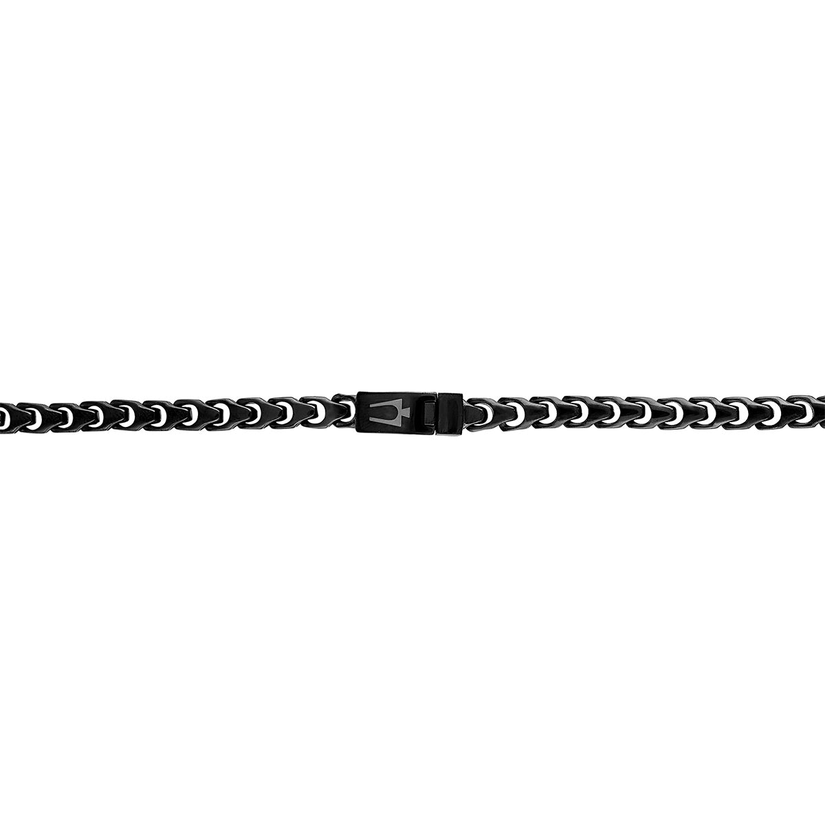 Bulova Men's 8mm 24-inch Link Necklace in Black Ion Plated Stainless Steel close-up detail