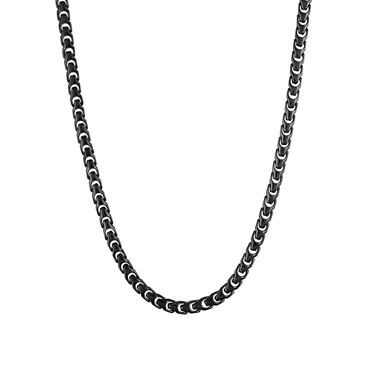 Bulova Men's 8mm 24-inch Link Necklace in Black Ion Plated Stainless Steel