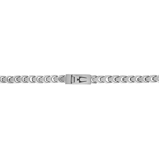 Bulova Men's 8mm 24-inch Link Necklace in Stainless Steel close-up detail