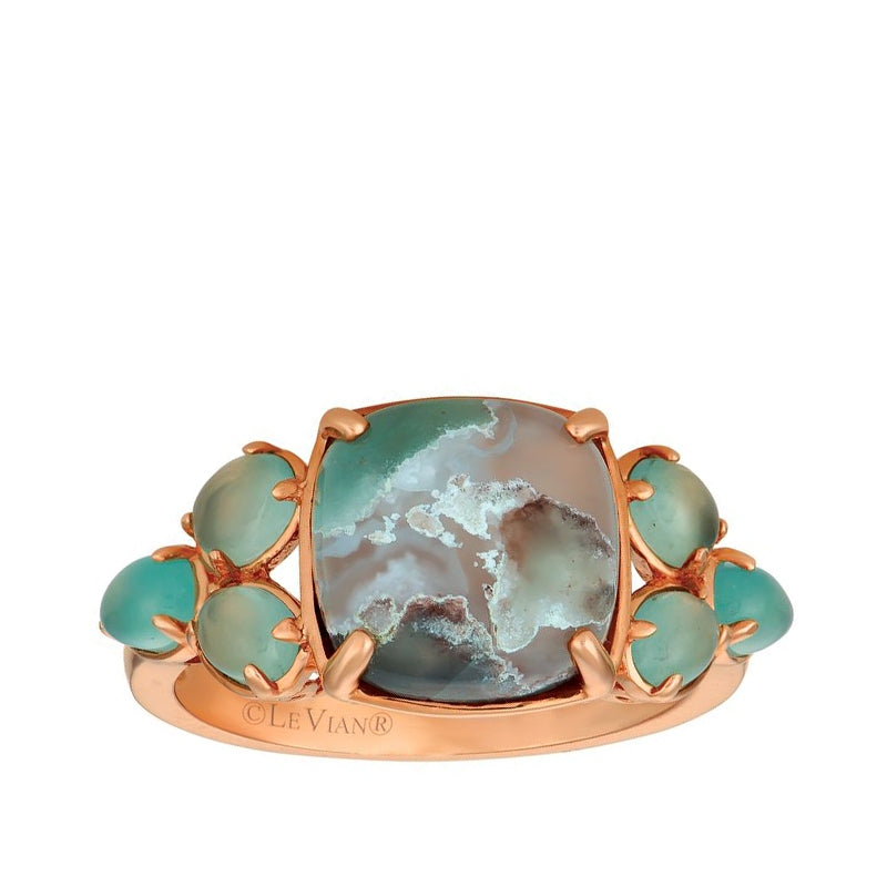 Le Vian Cushion Peacock Aquaprase Ring in 14K Strawberry Gold