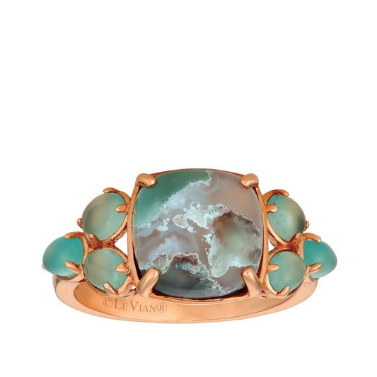Le Vian Cushion Peacock Aquaprase Ring in 14K Strawberry Gold