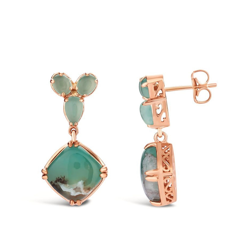 Le Vian Cushion Peacock Aquaprase Drop Earrings in 14K Strawberry Gold