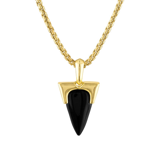 Bulova Men's Arrowhead Onyx Pendant in 14K Yellow Gold Plated Sterling Silver