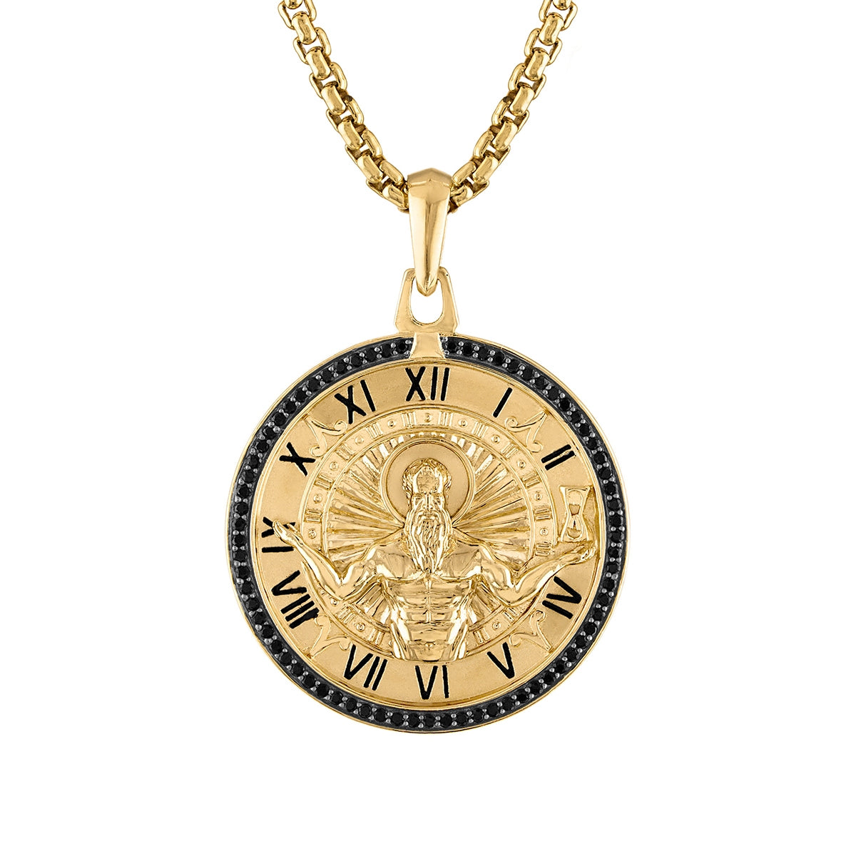 Bulova Men's 1/4 ct. tw. Treated Black Diamond Chronos Pendant in 14K Yellow Gold Plated Sterling Silver