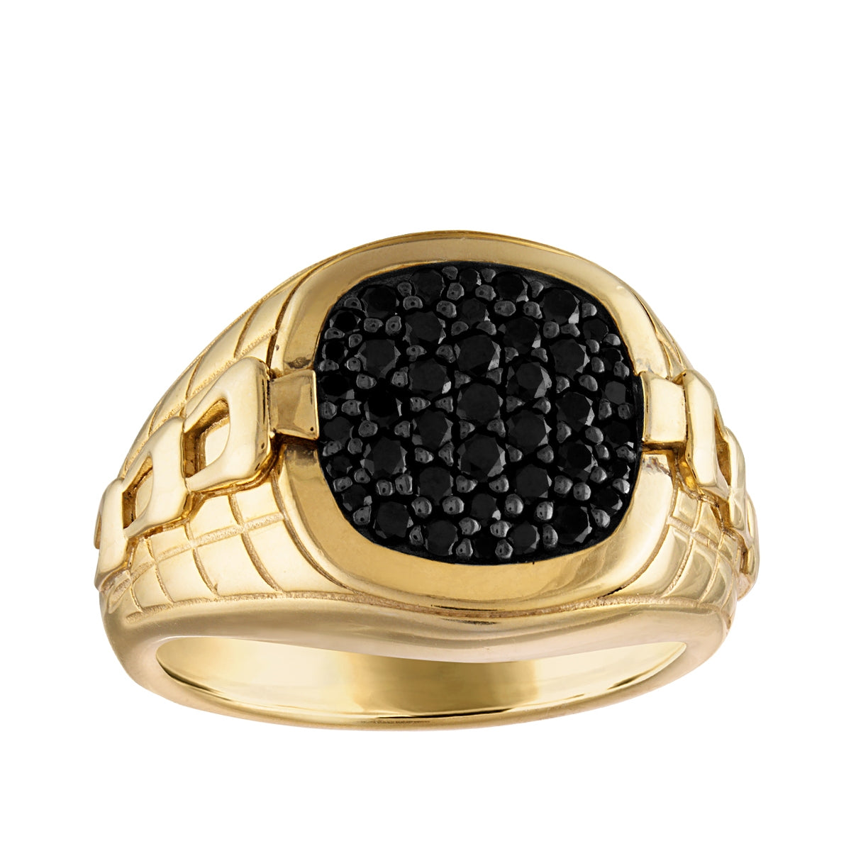 Bulova Men's 1/2 ct. tw. Treated Black Diamond Cluster Ring in 14K Yellow Gold Plated Sterling Silver