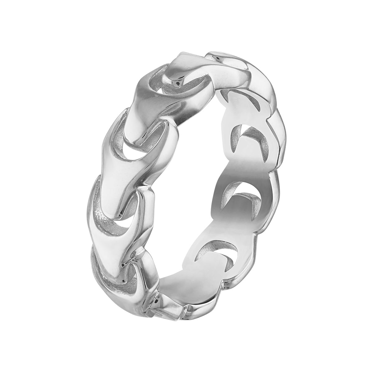 Bulova Men's Tuning Fork Link Ring in Sterling Silver front view