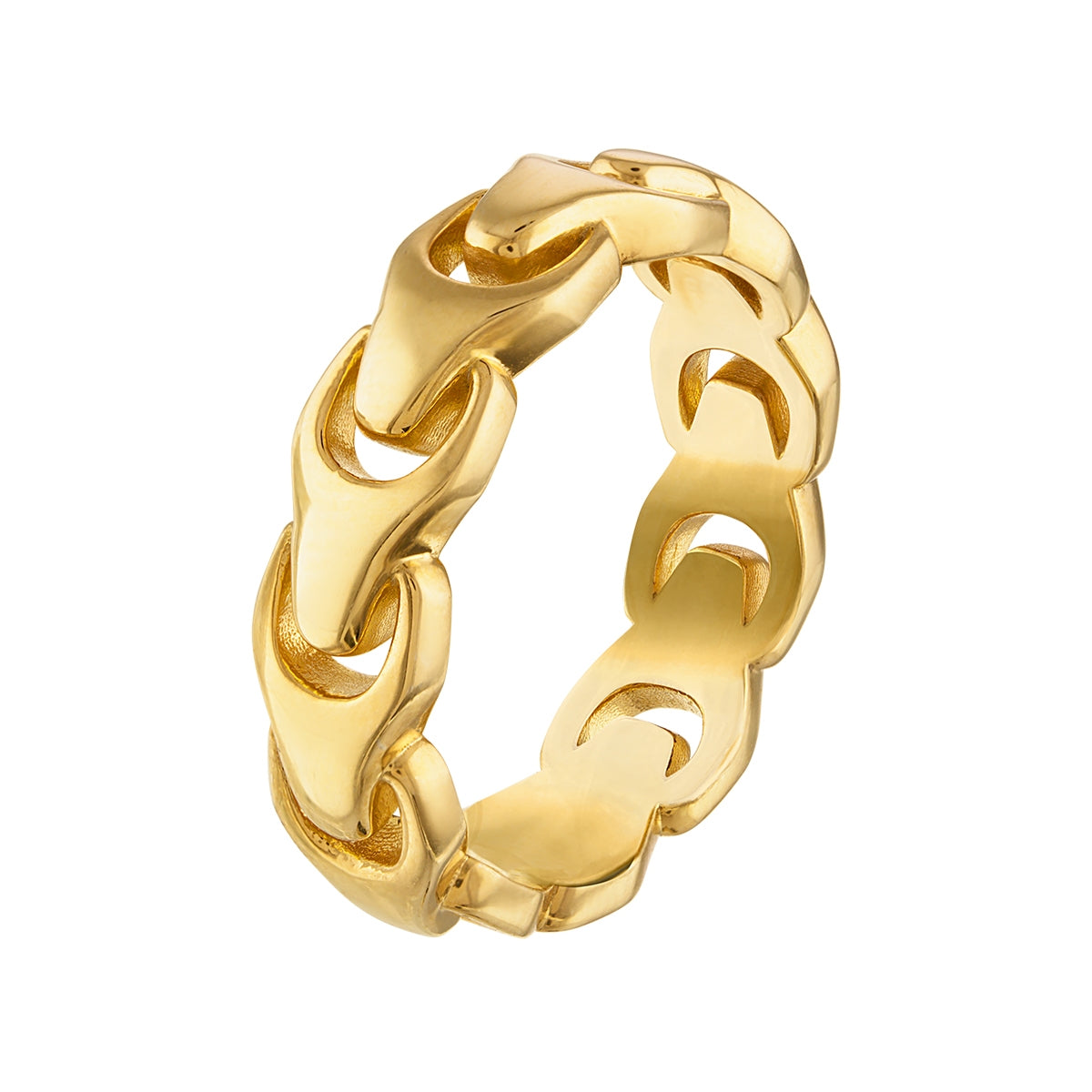 Bulova Men's Tuning Fork Link Ring in 14K Yellow Gold Plated Sterling Silver front view