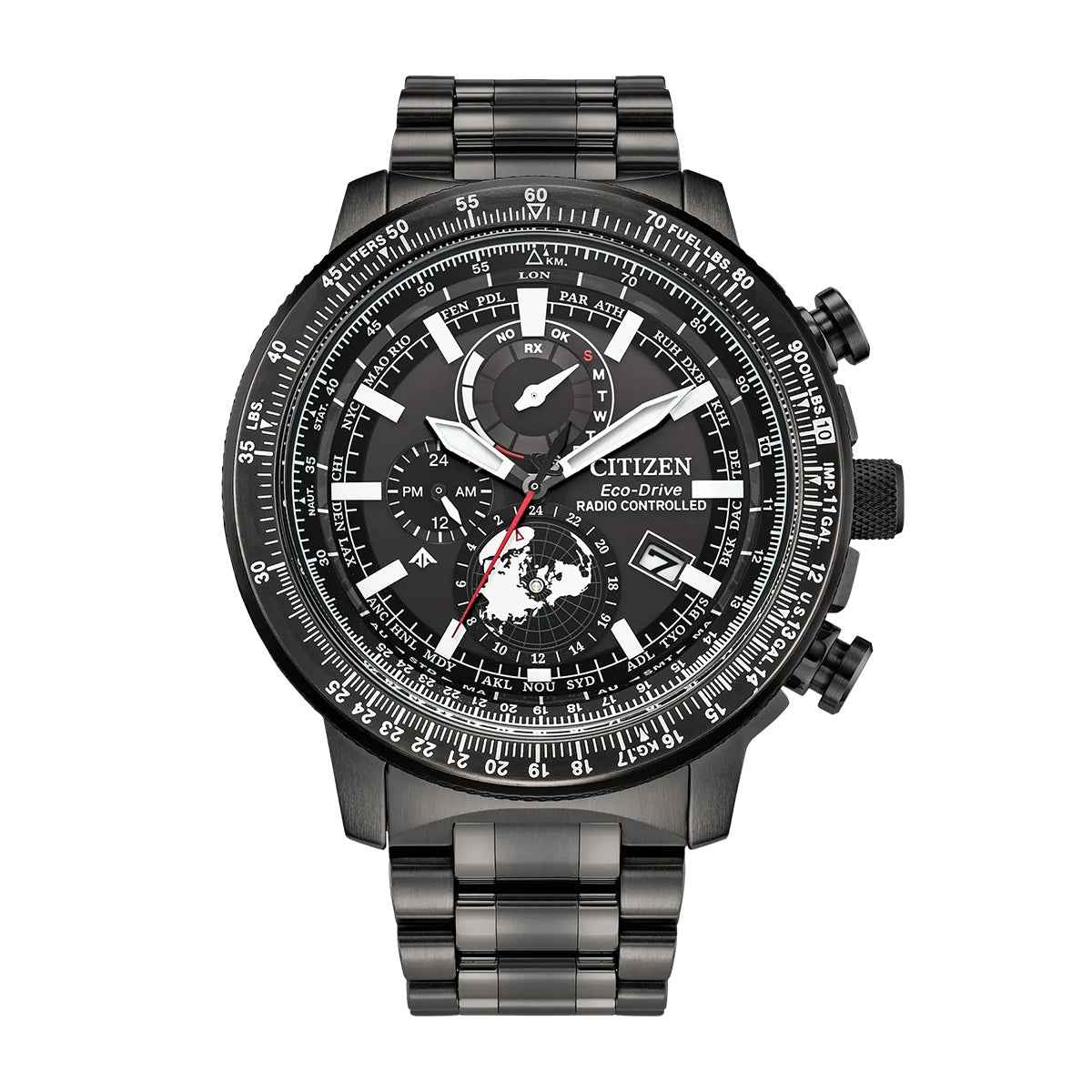 Citizen Men's Promaster Geo Trekker Eco-Drive Gray Stainless Steel Watch with Black Dial