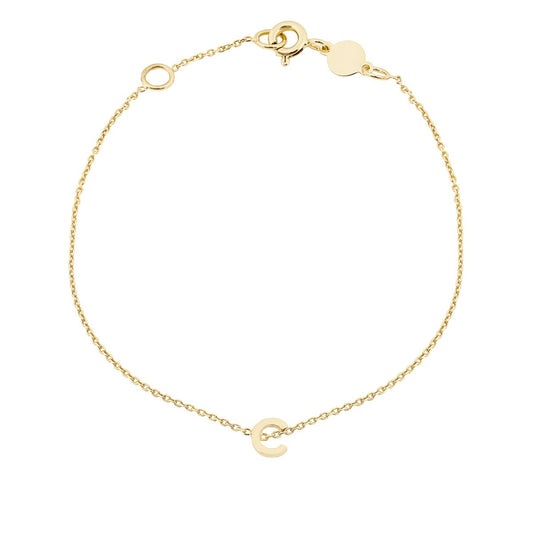 Mini Initial C Bracelet in 14K Yellow Gold