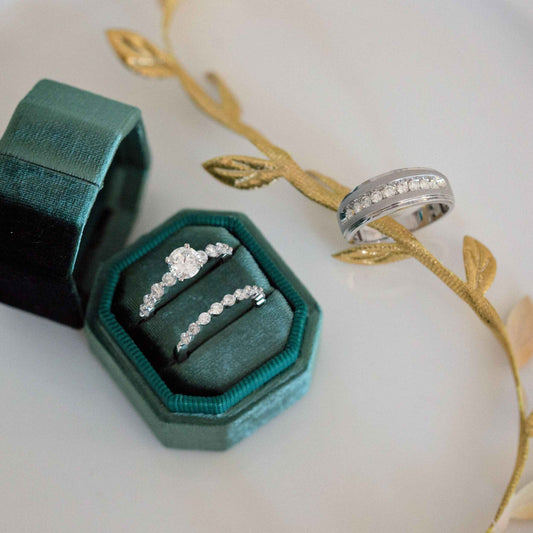 Noventa 2-1/10 ct. tw. Round Brilliant Prong Set Diamond Wedding Set in 14K White Gold front view