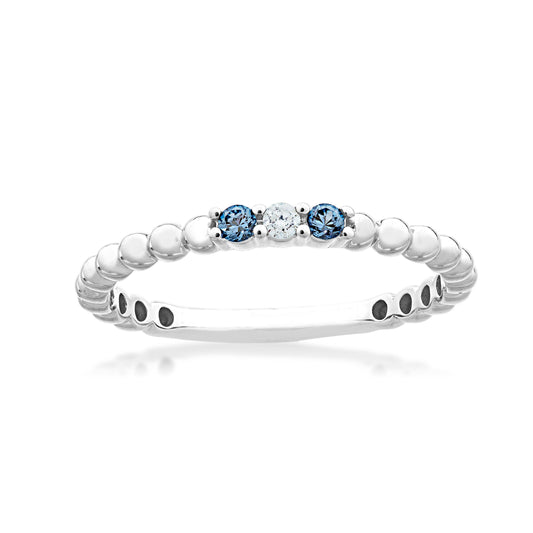 Yogo Round Sapphires and 1/20 ct. tw. Diamond Stackable Ring in 10K white gold