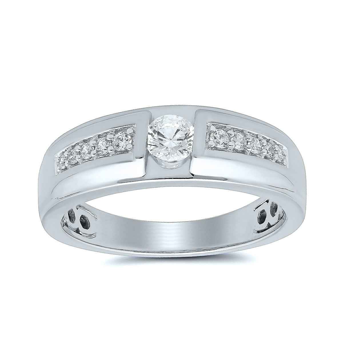1/2 ct. tw. Men's Diamond Wedding Band in 10K White Gold