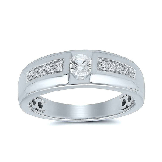 1/2 ct. tw. Men's Diamond Wedding Band in 10K White Gold
