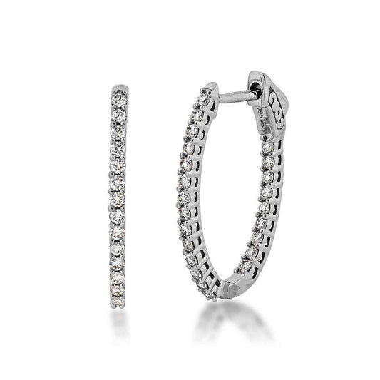 1/2 ct. tw. Diamond Inside Out Oval Hoop Earrings in 14K White Gold
