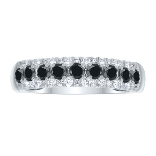 1 ct. tw. Treated Black and White Diamond Fashion Ring in 10K White Gold