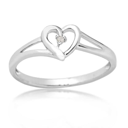1/100 ct. tw. Diamond Heart Promise Ring in Sterling Silver front view