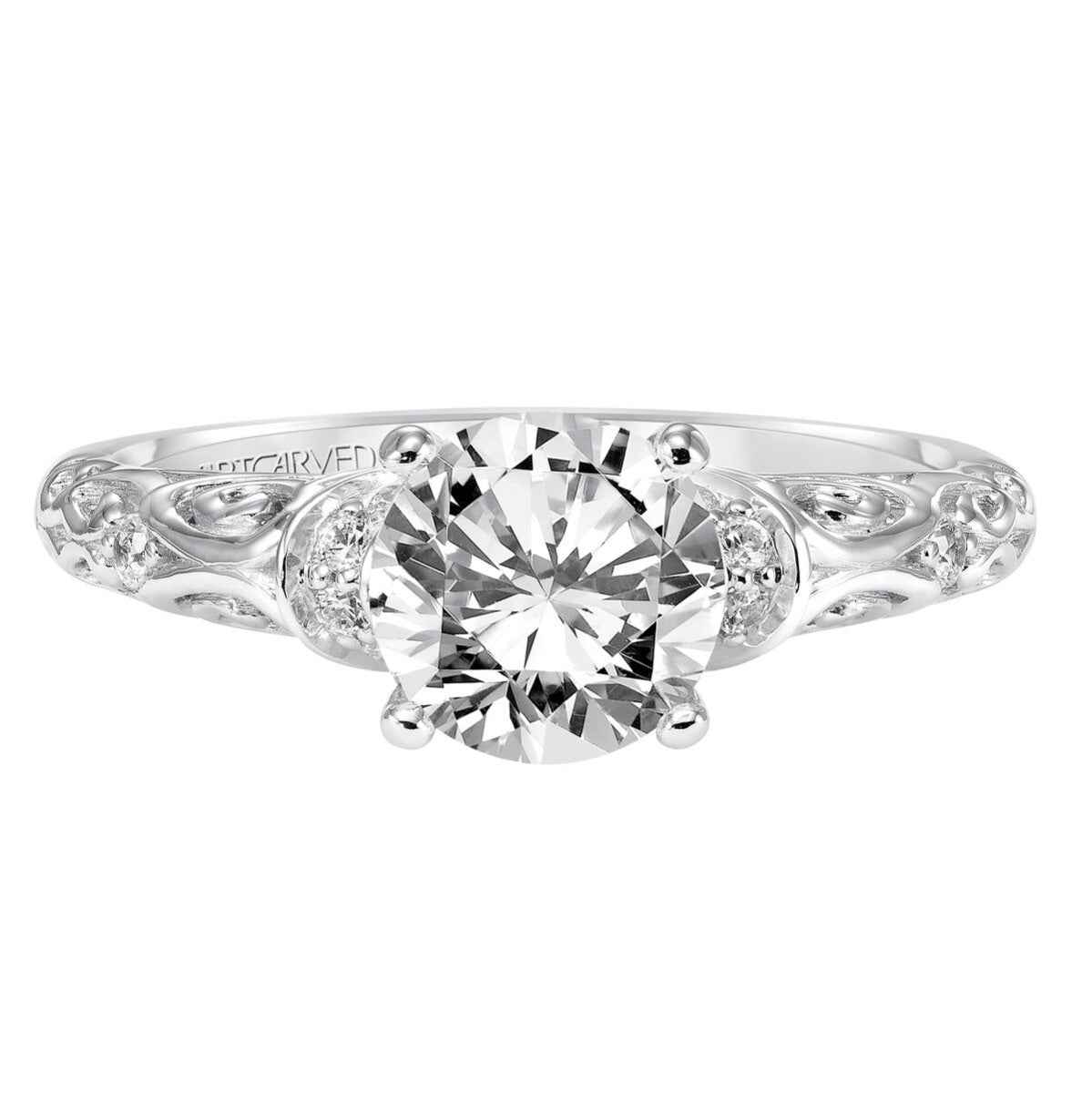 Artcarved Vintage 1/8 ct. tw. Filigree Cut-Out Diamond Semi-Mount Engagement Ring in 14K White Gold