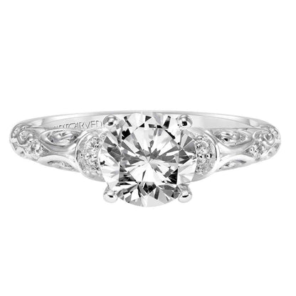 Artcarved Vintage 1/8 ct. tw. Filigree Cut-Out Diamond Semi-Mount Engagement Ring in 14K White Gold