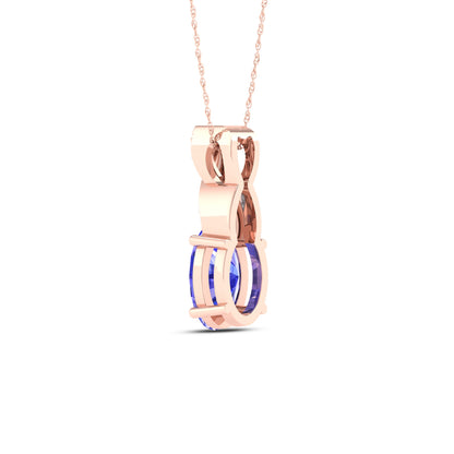 Tanzanite and .04 ct. tw. Diamond Fashion Pendant 'X' Diamond Design in 10K Pink Gold close-up detail