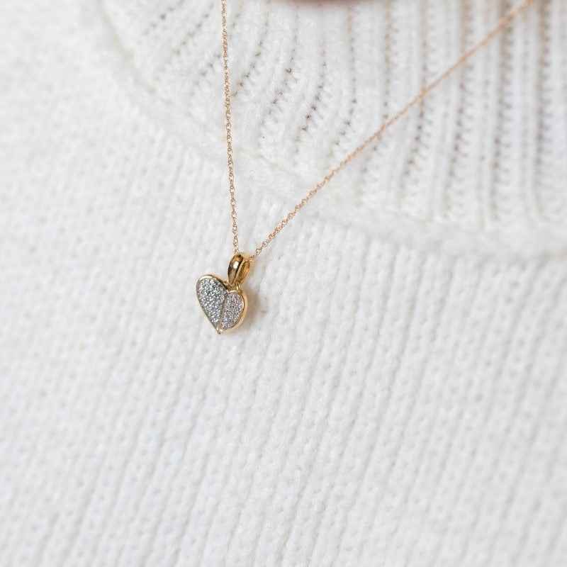 1/10 ct. tw. Diamond Pave Heart Pendant in 10K Yellow Gold front view