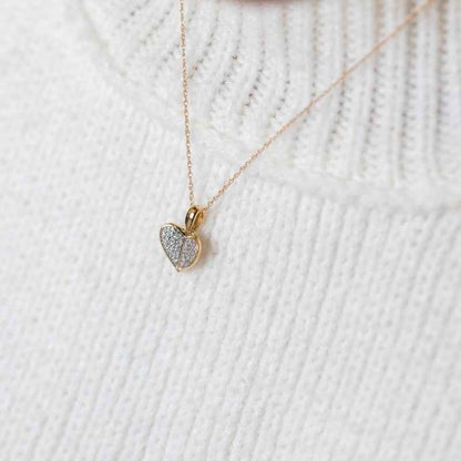 1/10 ct. tw. Diamond Pave Heart Pendant in 10K Yellow Gold front view
