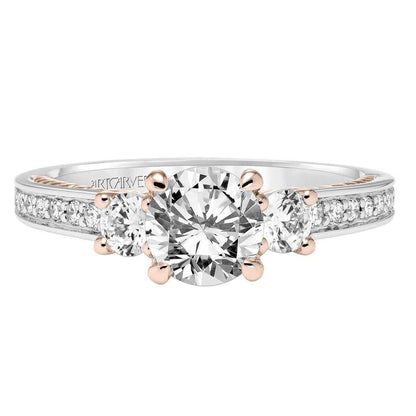 Artcarved Contemporary 3/8 ct. tw. Round Diamond 3-Stone Semi-Mount Engagement Ring in Two-Tone 14K. Gold