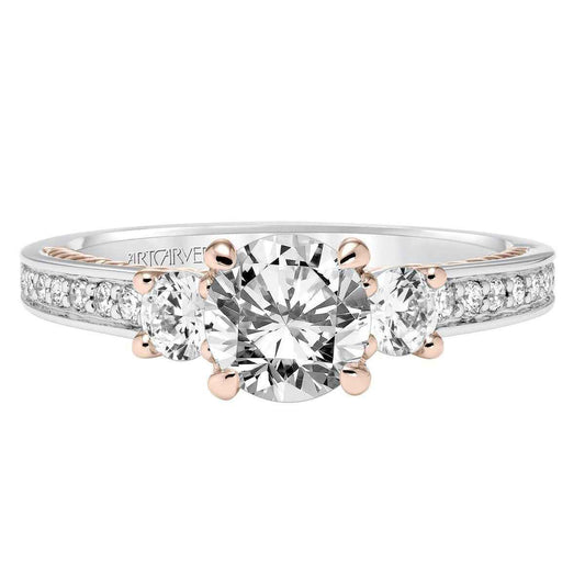 Artcarved Contemporary 3/8 ct. tw. Round Diamond 3-Stone Semi-Mount Engagement Ring in Two-Tone 14K. Gold