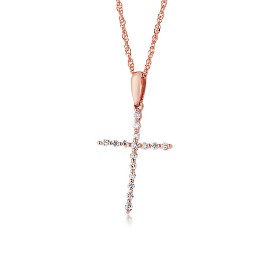 1/10 ct. tw. Diamond Cross Pendant in 10K Pink Gold