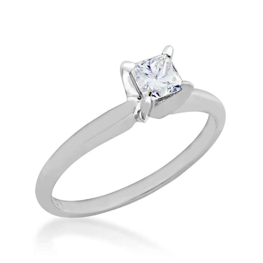 1/2 ct. tw. Princess Cut Diamond Solitaire Engagement Ring in 14K White Gold front view