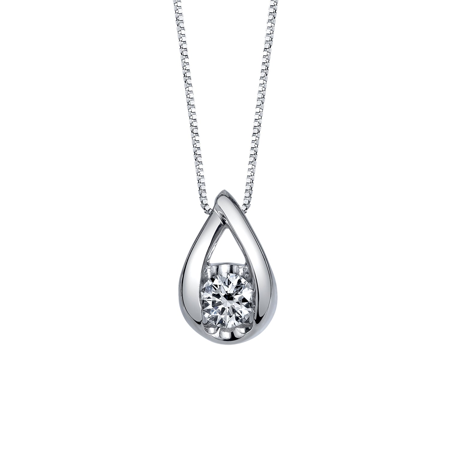 Sirena 1/4 ct. tw. Round Diamond Tear-Drop Pendant in 10K White Gold